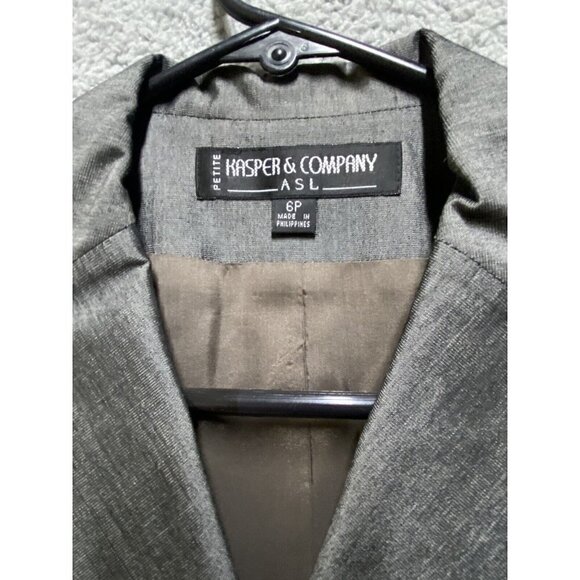 Kasper ASL Blazer Womens 6P Gray 3 Button Lined Long Sleeve - Picture 5 of 12
